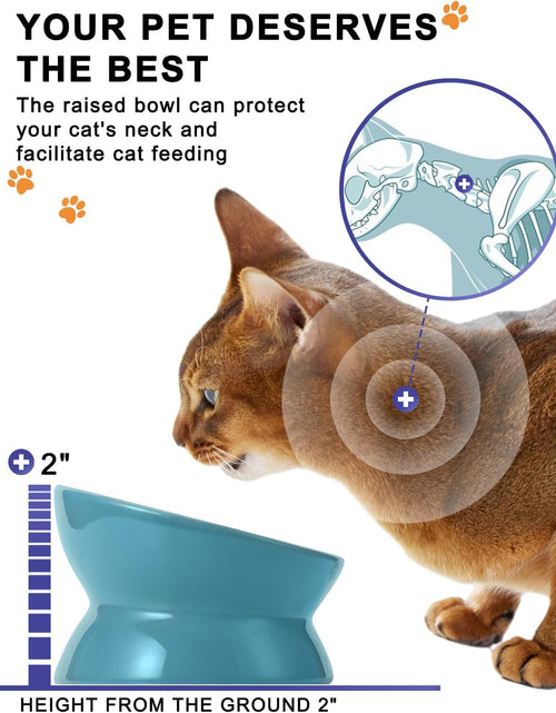 Load image into Gallery viewer, Elevated Cat Food Bowl, Ceramic Raised Bowl, Tilt Angle Protects Cat'S Spine, anti Vomiting Dish, Backflow Prevention, Lake Blue

