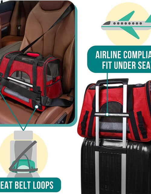 Load image into Gallery viewer, Airline Approved Pet Carrier for Cat, Soft Sided Dog Carrier for Small Dogs, Cat Travel Supplies Accessories for Indoor Cats, Ventilated Pet Carrying Bag Medium Large Kitten Puppy, Small Red
