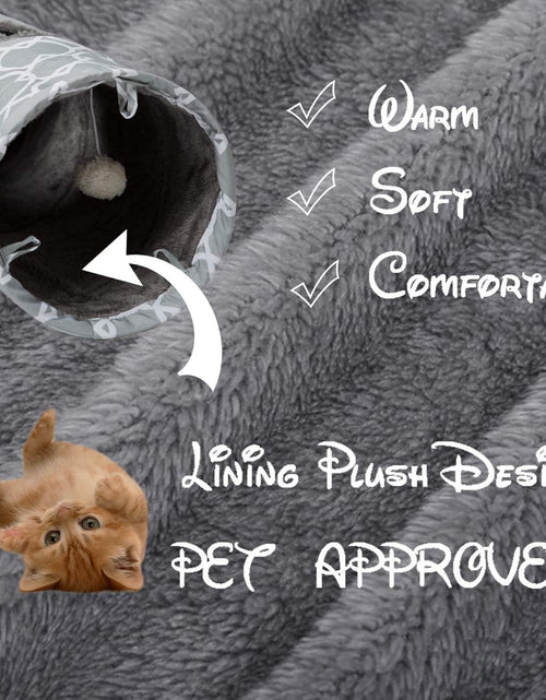 Load image into Gallery viewer, Geometric Straight Cat Tunnel with Plush Inside,Cats Toys Collapsible Tunnel Tube with Balls, for Rabbits, Kittens, Ferrets,Puppy and Dogs, Diameter 9.8 Inch

