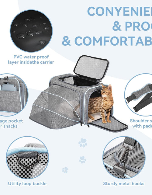 Load image into Gallery viewer, Expandable Cat Carriers Airline Approved, 16"X10"X9" Small Dog Carrier Soft-Sided Portable Washable Pet Travel Carrier with Two Extension for Kitten,Rabbit, Puppy, Small Animal
